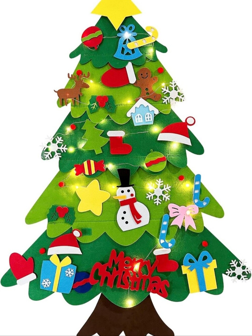 Festive Felt Advent Christmas Tree Wall Decoration - Green 32 Pcs NWT
